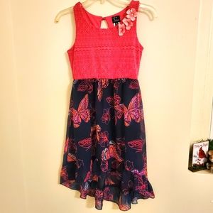 Pink Violet Girls Flowy Spring High Low Midi Dress